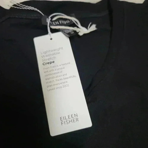 Eileen Fisher Washable Stretch Crepe Jewel Neck Dress Size S Black - Picture 4 of 7